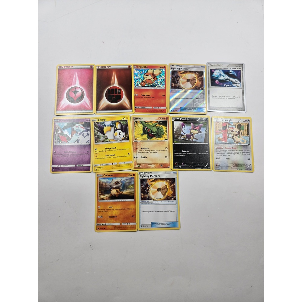 Pokemon Card Lot of 12 Growlithe Holo Cubone Emolga Trainer Energy Mixed Set